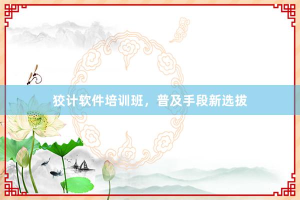狡计软件培训班,普及手段新选拔